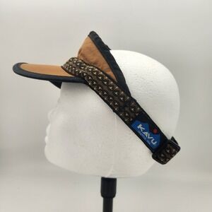 KAVU Synthetic Strapvisor Brown Black Nylon Adjustable Outdoor Sun Visor USA